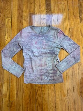 Susan Lawrence Faded Mauve Printed Long-Sleeve Crewneck Top